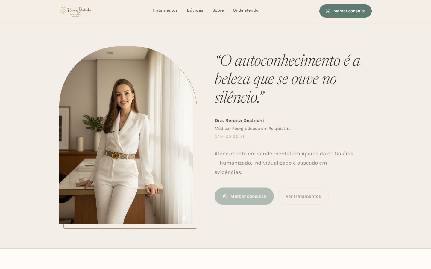 Página da Dra. Renata Dechichi no computador