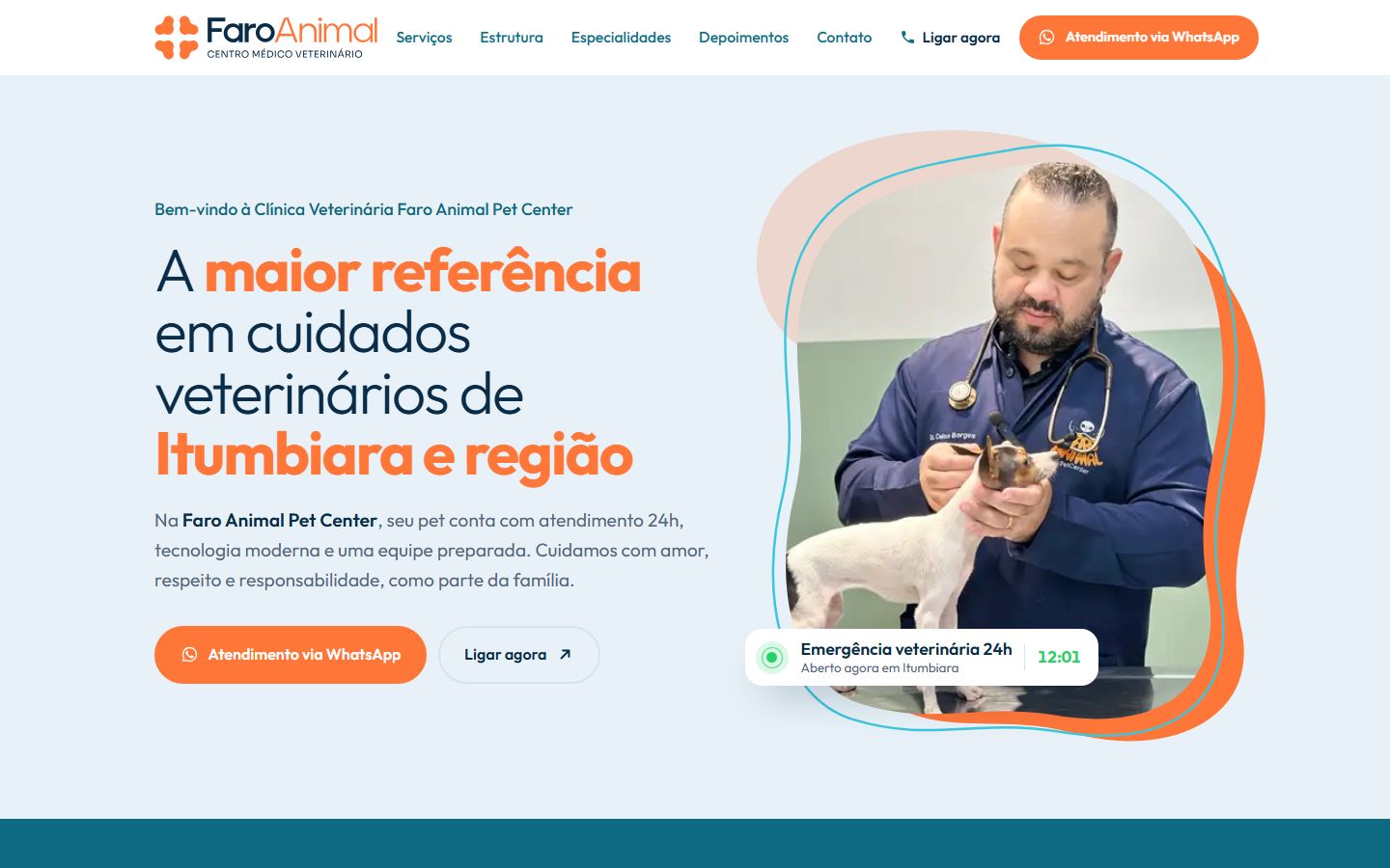 Página da Faro Animal no computador