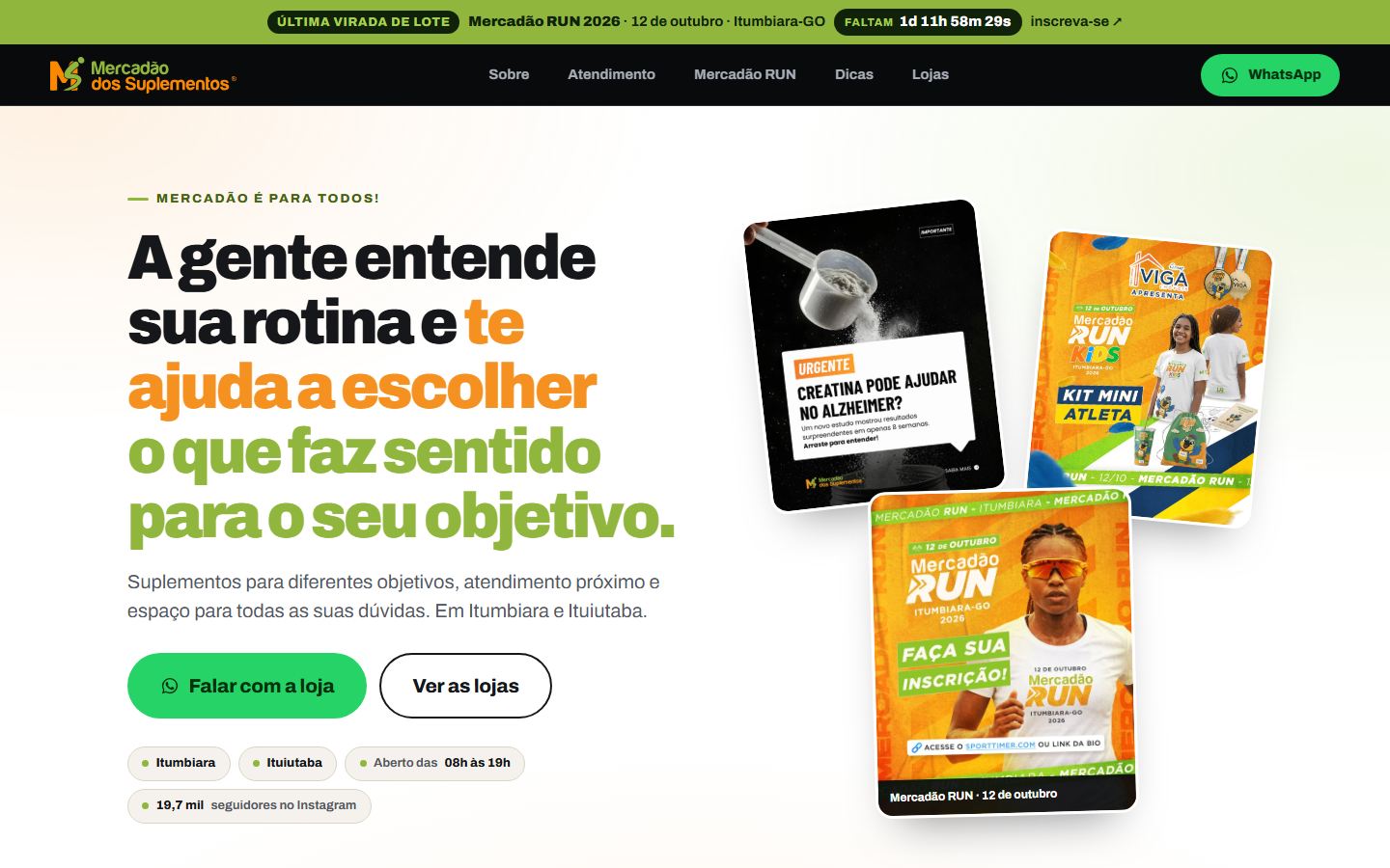 Página do Mercadão dos Suplementos no computador